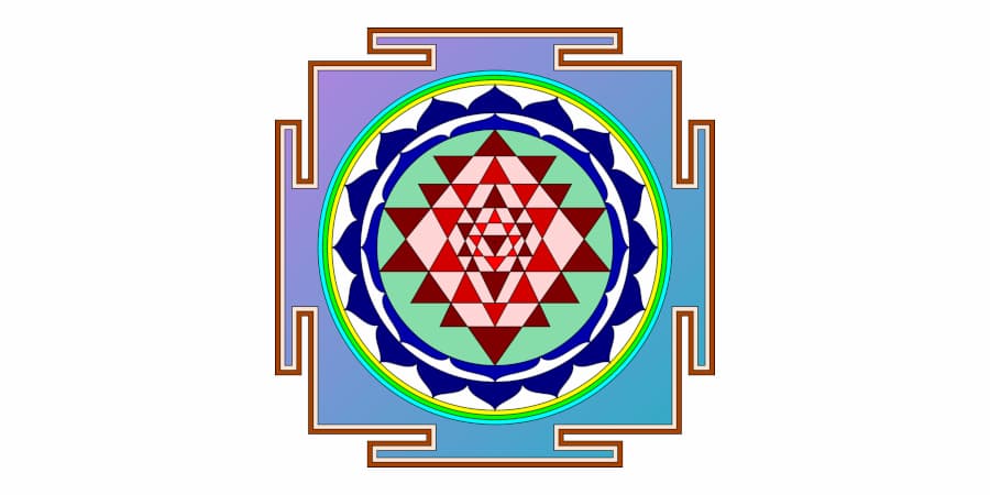 yantra hindu simbolo suerte fortuna composicion